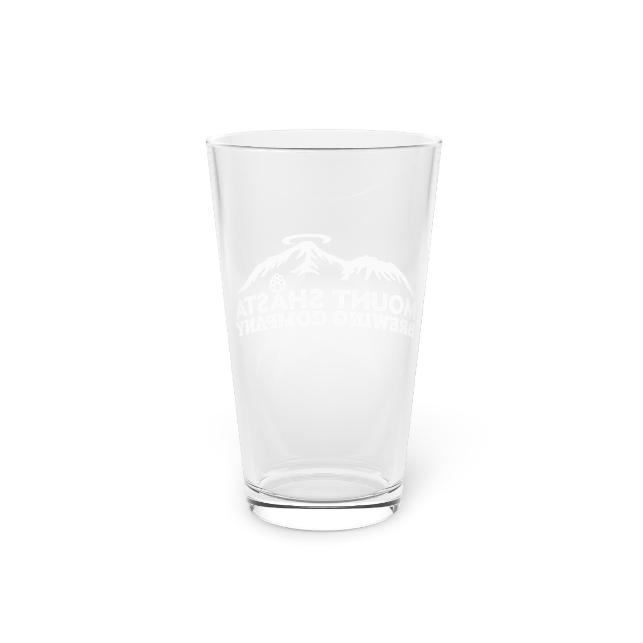 Craft Beer Pint Glass, Custom Drinking Glass, Mount Shasta Brewing, Gift for Beer Lovers, Unique Barware, Birthday Gift
