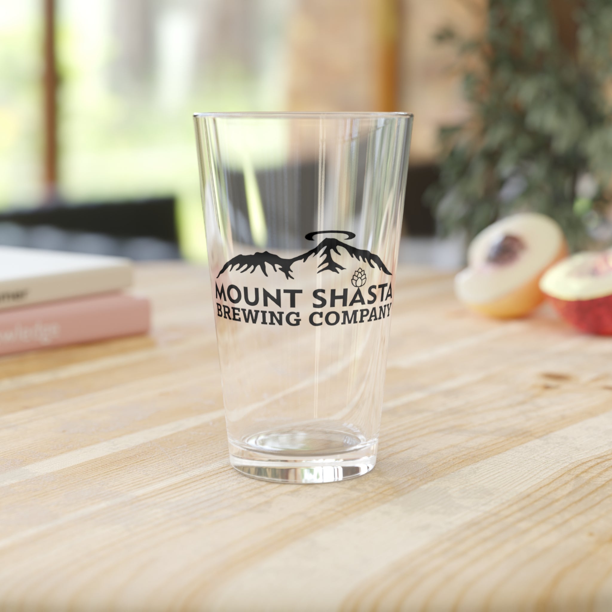Craft Beer Pint Glass, Custom Drinking Glass, Mount Shasta Brewing, Gift for Beer Lovers, Unique Barware, Birthday Gift